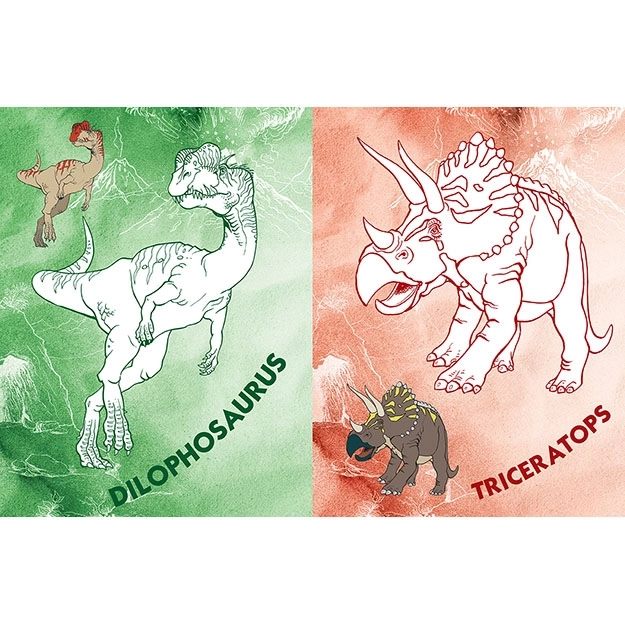 Album da colorare con immagini trasferibili Dinosauri