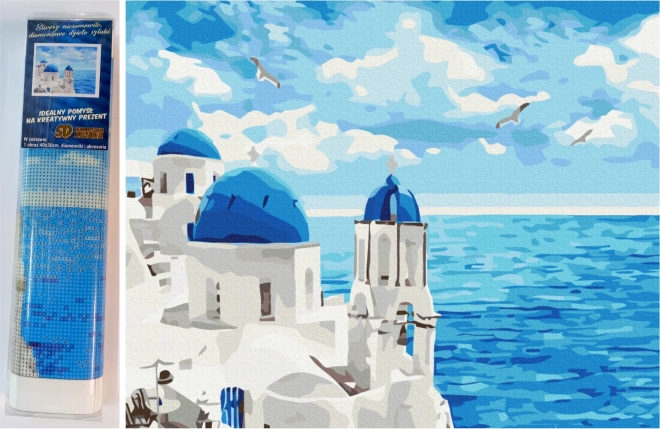 Pittura Diamante Nuvole su Santorini