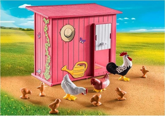 Set di figurine Fattoria con galli e pulcini