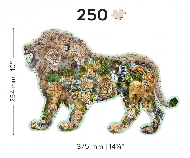 Puzzle di legno Leone ruggente 250 pezzi