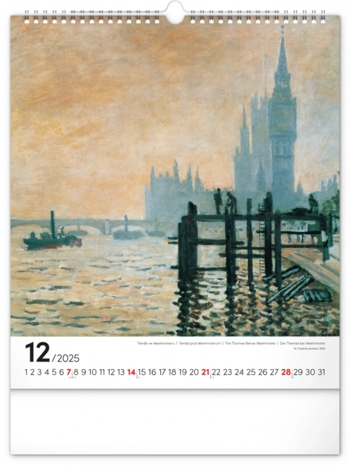 Calendario da Parete Claude Monet 2025 30x34 cm