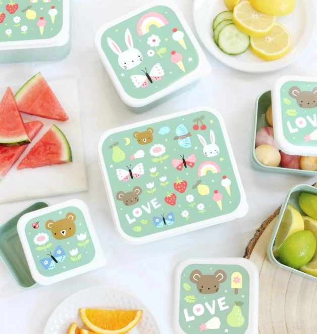 A Little Lovely Company Set di quattro scatole per snack – Gioia