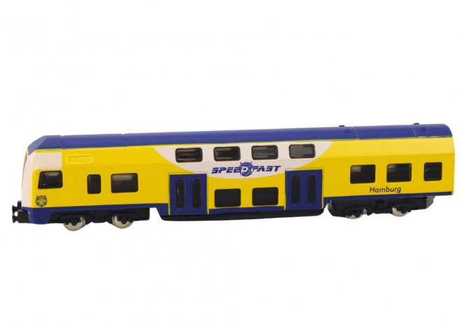 Modello Treno Collezionabile Giallo-Blu 1:48 in Metallo
