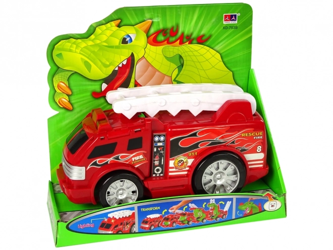 Auto Vigili del Fuoco Trasformazione Drago 2-in-1 Camion dei Pompieri