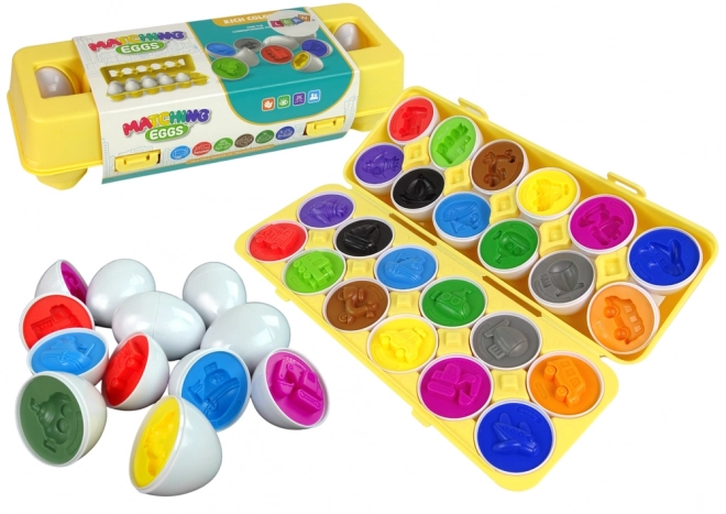 Gioco educativo uova auto colori e forme