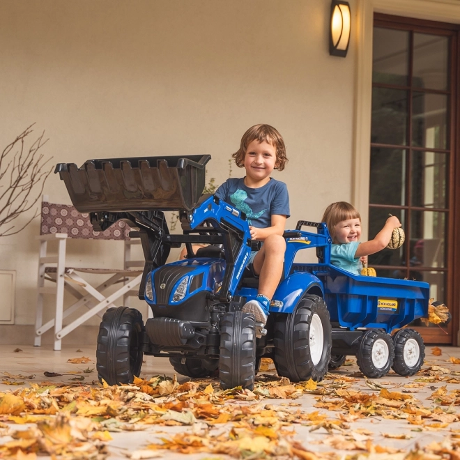 Trattore New Holland con rimorchio blu per bambini dai 3 anni