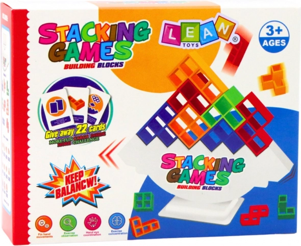Gioco di abilità torre bilanciante con carte e dadi