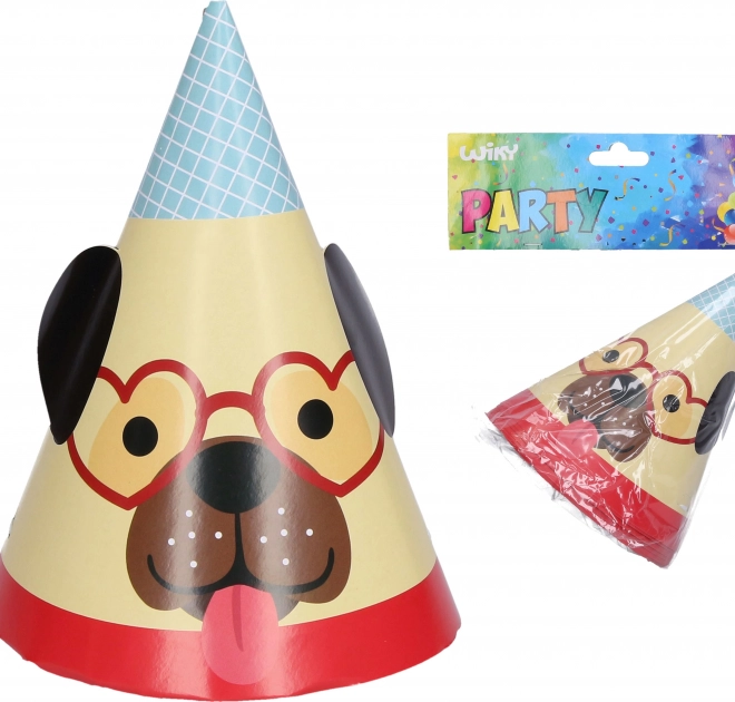 Cappellini da festa con motivo cane 15 cm (6 pz)
