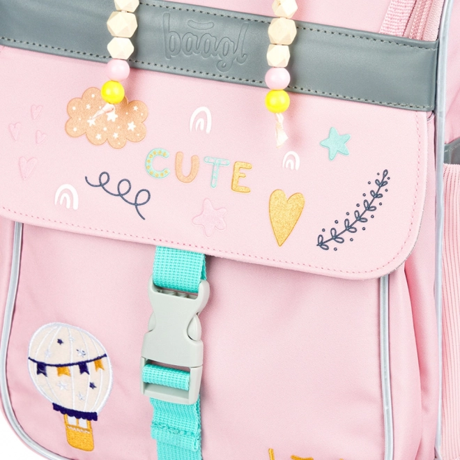 BAAGL Cartella scolastica Zippy Arcobaleno rosa