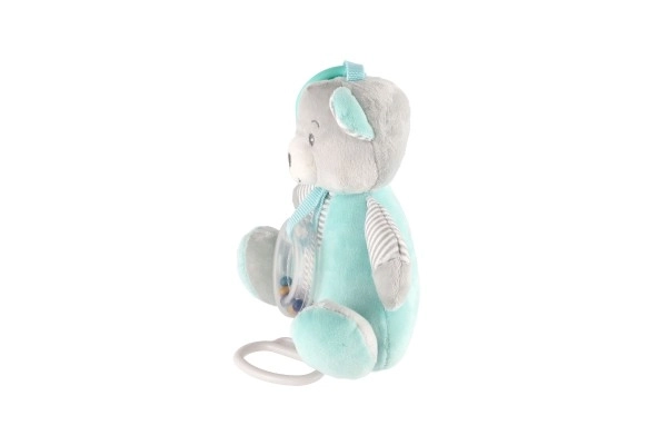 Orsacchiotto carillon peluche da tirare 18x17 cm verde su scheda in sacchetto 0+
