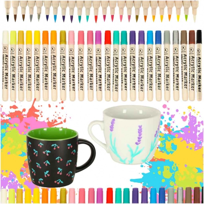 Set di pennarelli acrilici per pittura su ceramica, vetro e tessuti 24 pezzi
