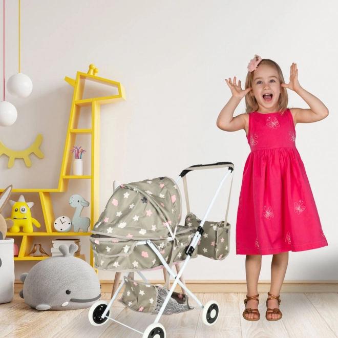 Passeggino per bambole con borsa e stelle