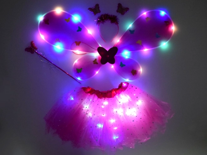 Costume Fatina Rosa Brillante con Ali e Bacchetta – Rosa scuro