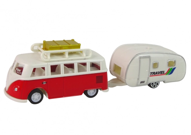 Set gioco camper rosso con rimorchio