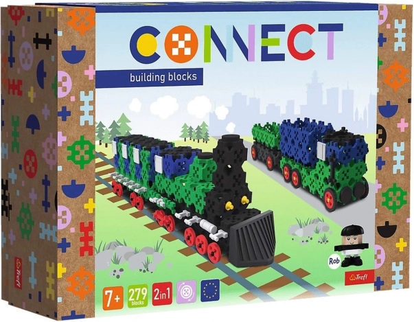 Set di costruzione TREFL Klocki Connect – treno e camion con rimorchio L