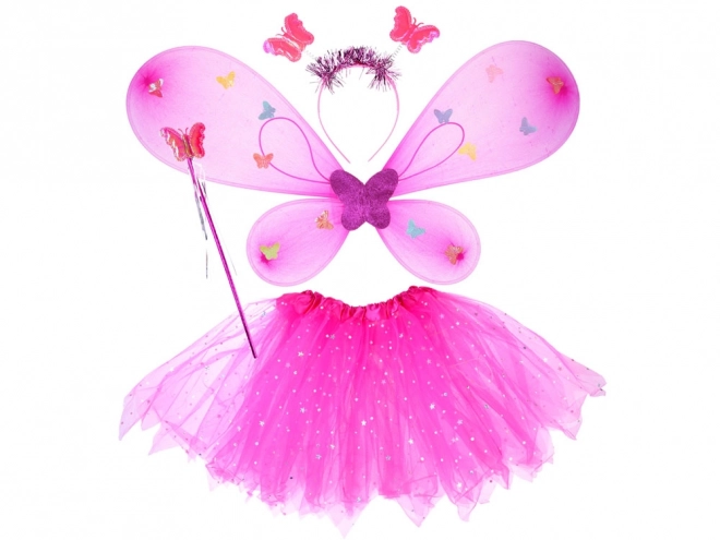 Costume Fatina Rosa Brillante con Ali e Bacchetta – Rosa scuro