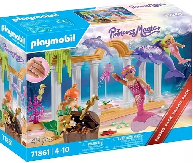 Set di figurine di sirene con tesoro e delfino