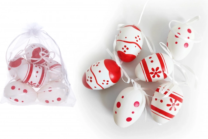 Uova decorative in plastica dipinte 6 cm