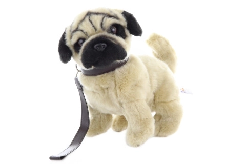 Cane Carlino Peluche 25 cm con Collare Eco-Friendly