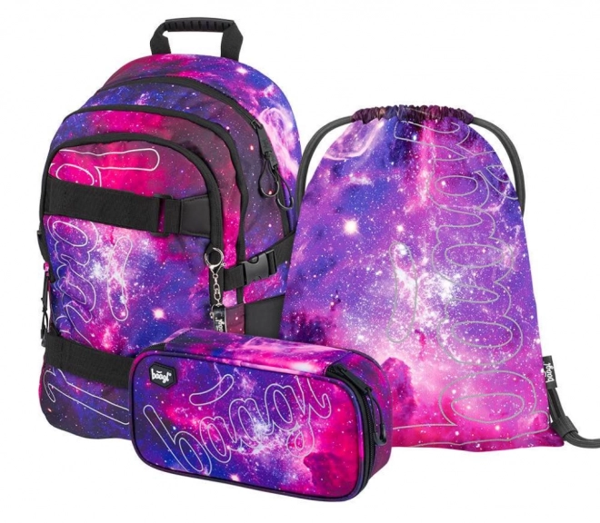 Set da 3 pezzi Baagl Skate Galaxy: zaino, astuccio, sacca