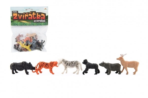 Animali mini safari zoo in plastica 5-6cm 12 pezzi