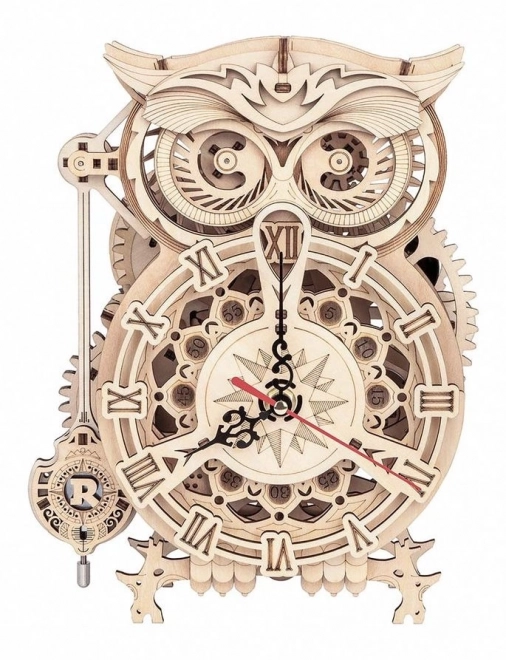 Puzzle 3D in legno Robotime Rokr Orologio da tavolo con timer Gufo 161 pezzi