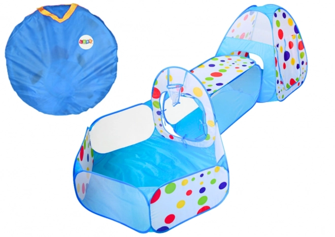 Parco Giochi Bambini 3 in 1 Tenda Igloo Tunnel Piscina Palline Blu