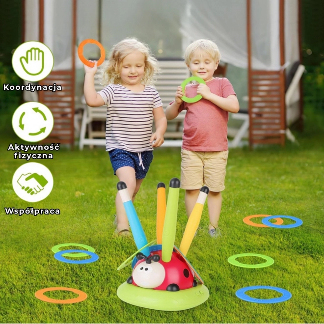 WOOPIE Gioco interattivo per bambini 3 in 1: Lanciarazzi, Corda, Gioco con bersaglio Coccinella