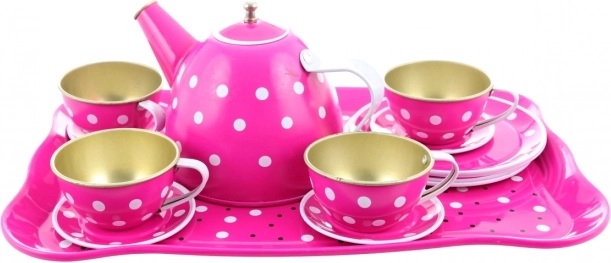 Set da tè in latta a pois per bambini