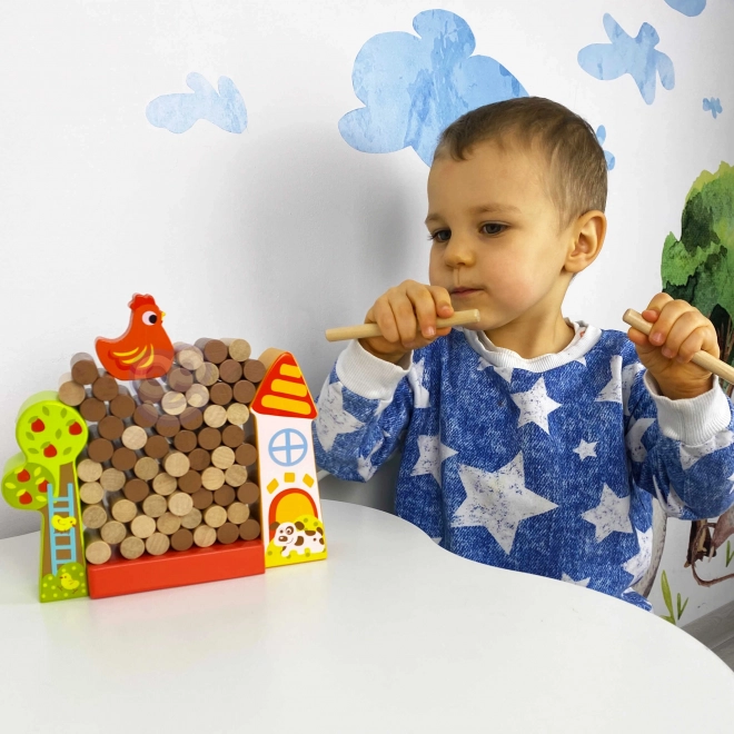 Gioco in Legno Caduta del Pulcino Fattoria Tooky Toy