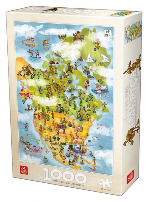 Puzzle Mappa Illustrata Dell'America 1000 Pezzi