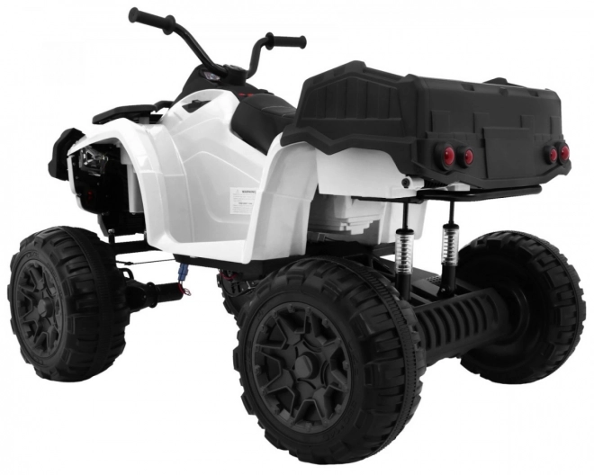 Quad XL a batteria per bambini bianco + trazione 4x4 + portabagagli + avvio lento + EVA + LED audio