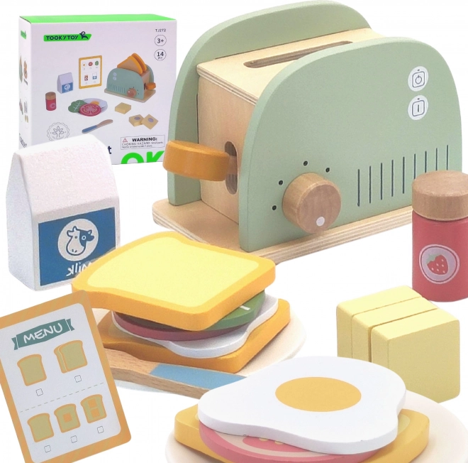 Set colazione tostapane in legno in colori pastello di Tooky Toy