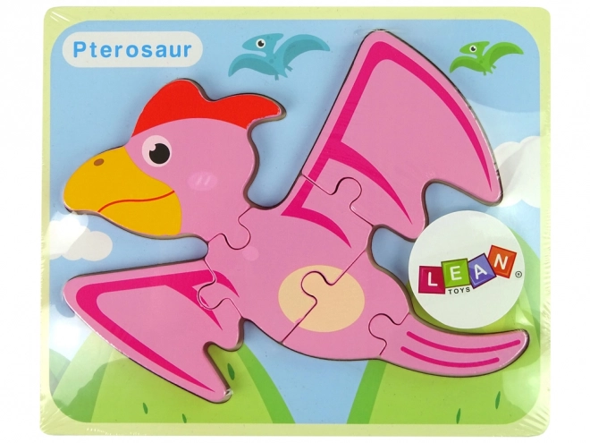 Puzzle in legno dinosauro pterodattilo rosa o pliosauro blu