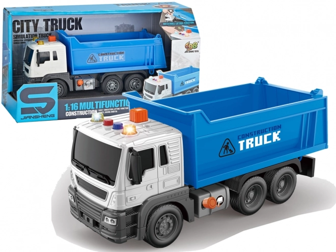 Camion da Costruzione Ribaltabile 1:16 con Rimorchio Elevabile Blu