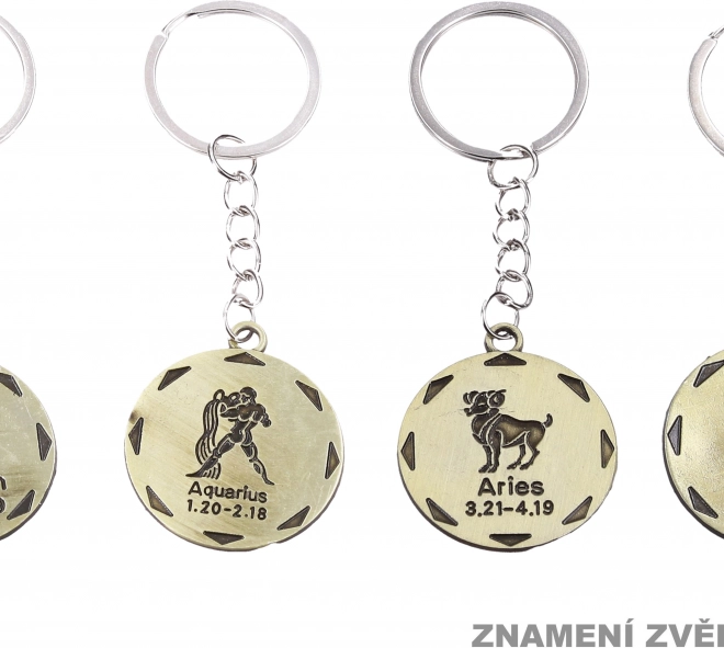 Portachiavi rotondo con segno zodiacale