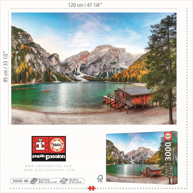 Puzzle Autunnale Lago di Braies EDUCA 3000 Pezzi