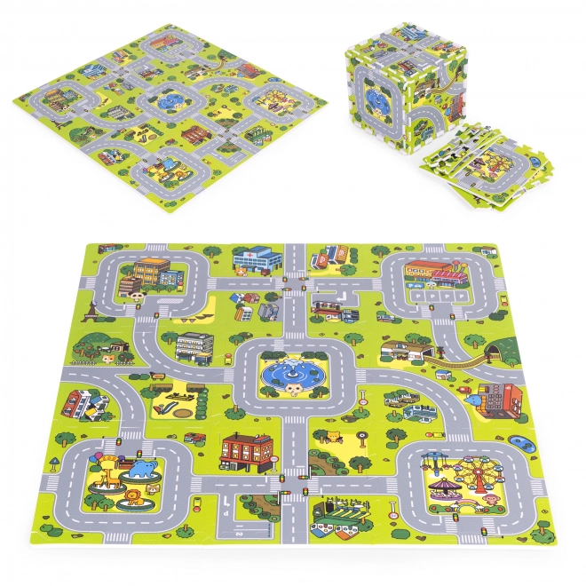 Tappeto puzzle EVA grandi dimensioni per bambini Città 21 pezzi ECOTOYS