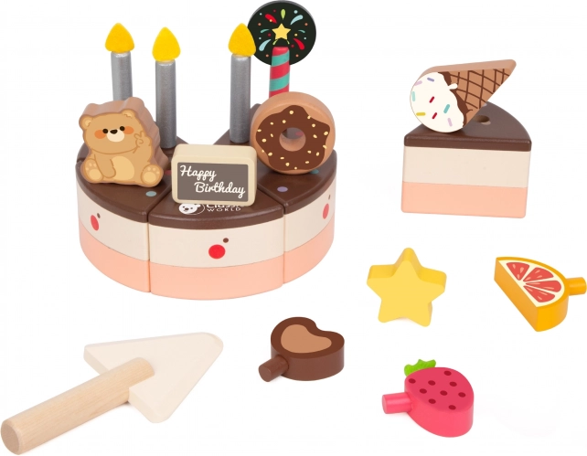 Torta di compleanno in legno da tagliare 19 pezzi