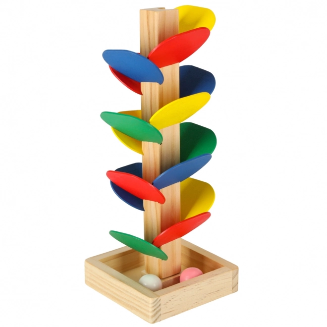 Albero educativo in legno con pista a biglie Montessori