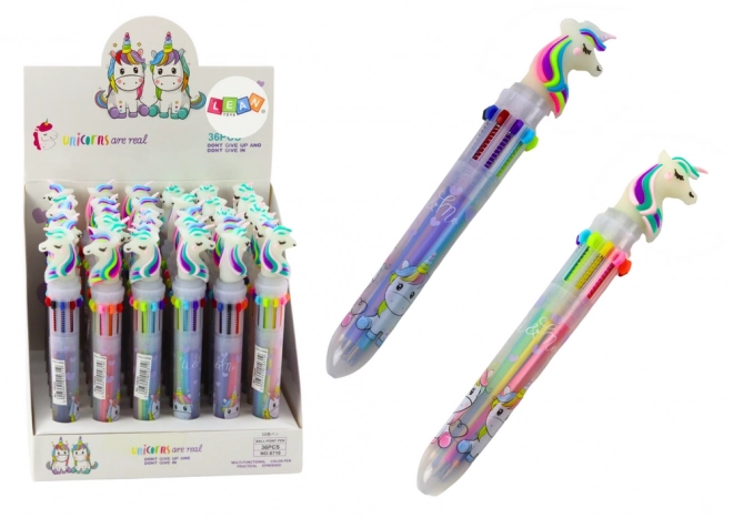 Penna Multicolore Automatica Unicorno - 10 Colori