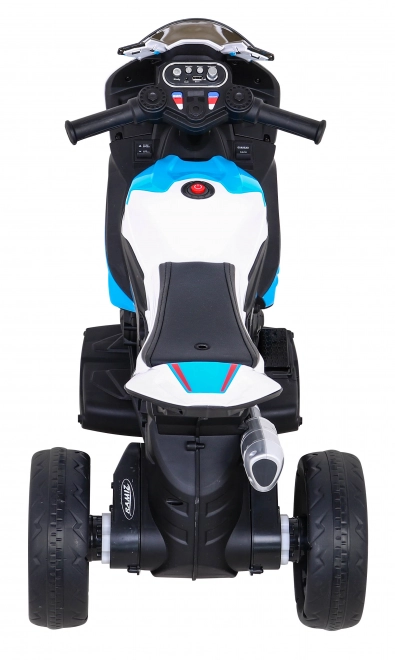 BMW HP4 Motocicletta per bambini a batteria Blu + 3 ruote + LED + MP3 USB + Pelle Eco