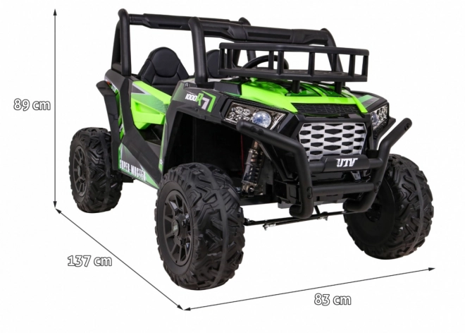 Buggy UTV fuoristrada per bambini Verde + telecomando + portapacchi + avvio lento + EVA + MP3 LED