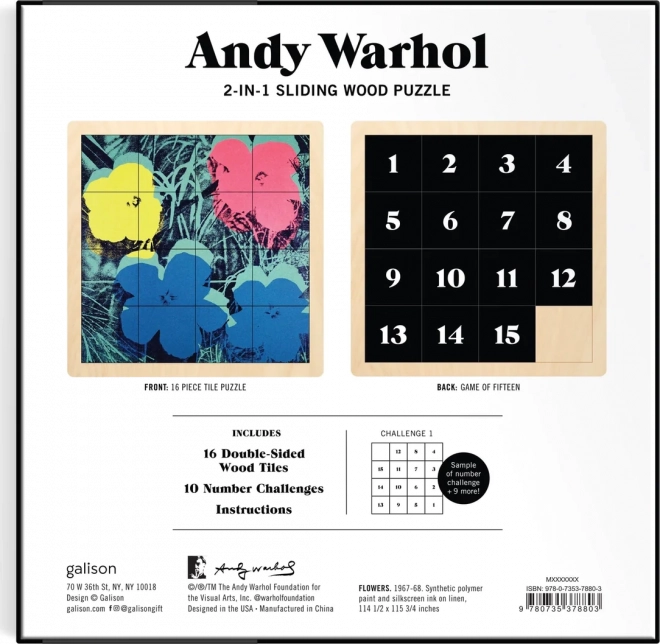 Puzzle scorrevole in legno Andy Warhol: Fiori 2 in 1