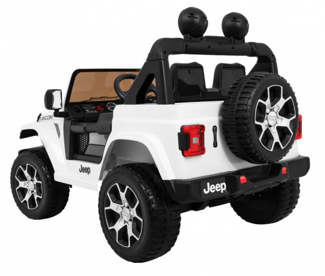 Jeep Wrangler Rubicon batteria per bambini Bianco + telecomando + radio MP3 LED + ruote EVA