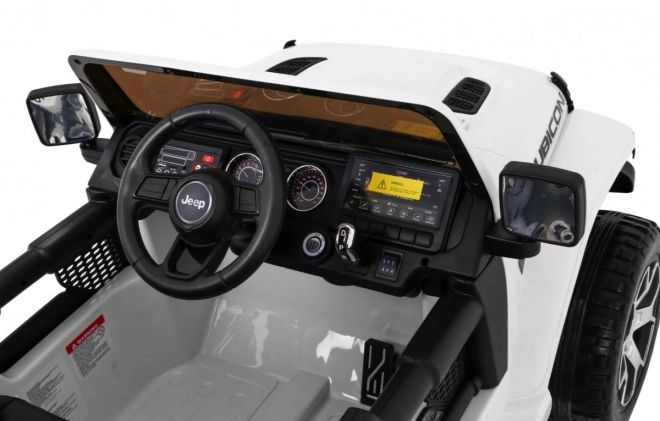 Jeep Wrangler Rubicon batteria per bambini Bianco + telecomando + radio MP3 LED + ruote EVA