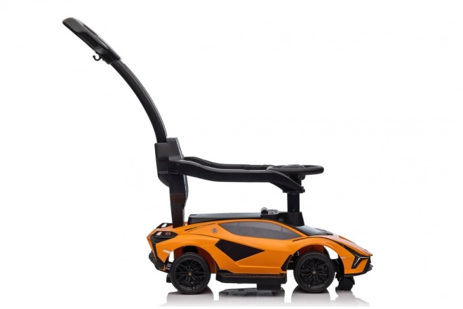 Macchina da passeggio Lamborghini bianca con spintore – Arancione