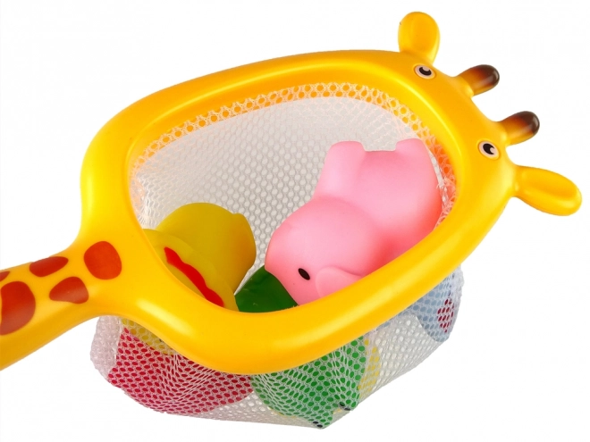 Set da bagno animali gommosi con rete giraffa