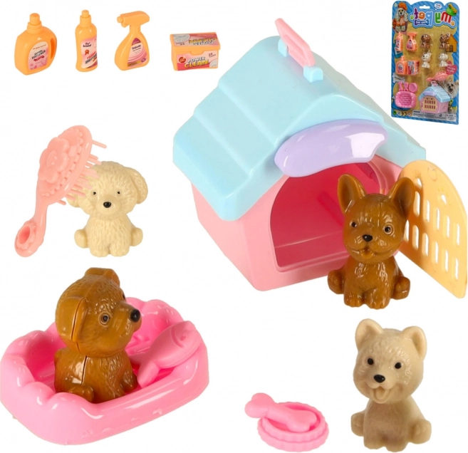 Salone SPA di parrucchiere per cani con figurine e accessori - 14 pezzi