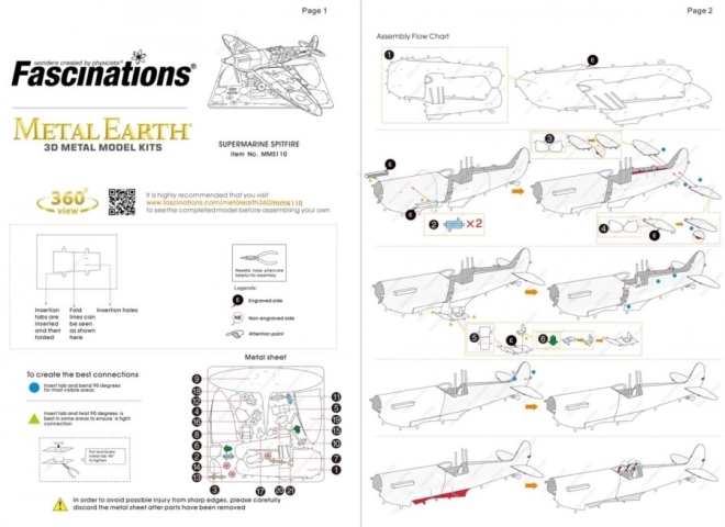 Puzzle 3D in metallo Supermarine Spitfire